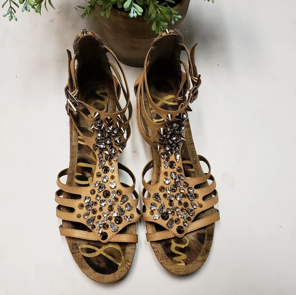 🎉Sam Edelman Studded Embellished Gladiator Wedge